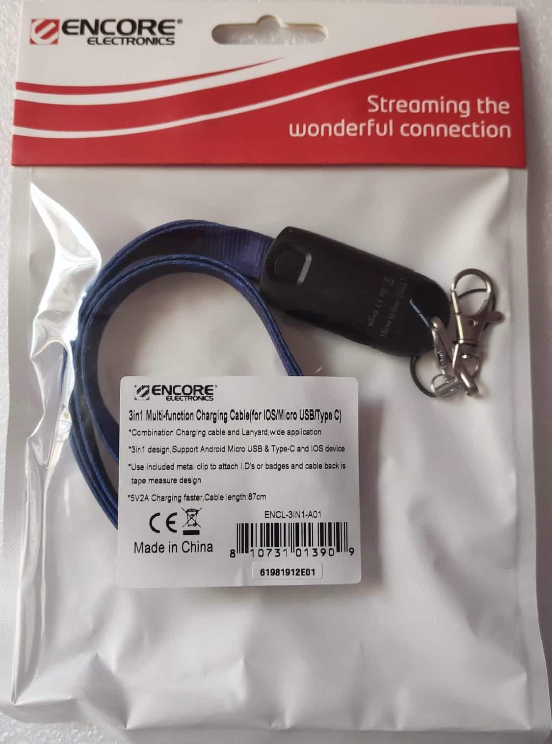 Cable Cargador 3 en 1 para Celulares Tipo-C, iPhone, Micro-Usb, 2.4A Encore marca Encore Electronics - Cables HDMI | TIPO C | USB