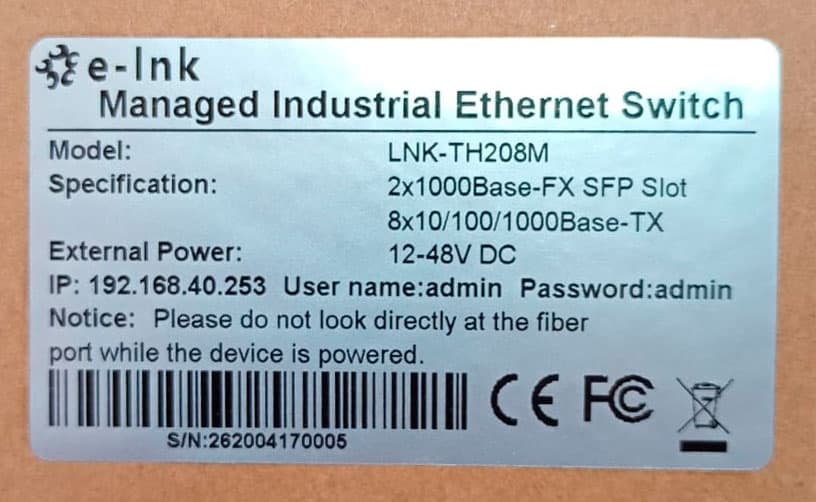Switch Industrial L2 Administrable 8 Puertos Ethernet Gigabit + 2 Port SFP DIN-Rail E-Link. marca E-Link - Switch Industrial DIN-Rail