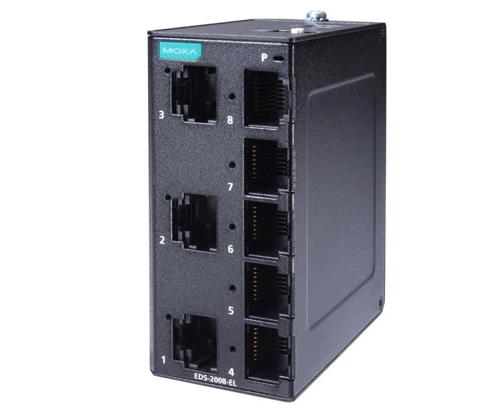 Switch Industrial 8 port 10/100Base no admistrable DIN-Rail EDS-2008-EL marca Moxa - Switch Industrial DIN-Rail