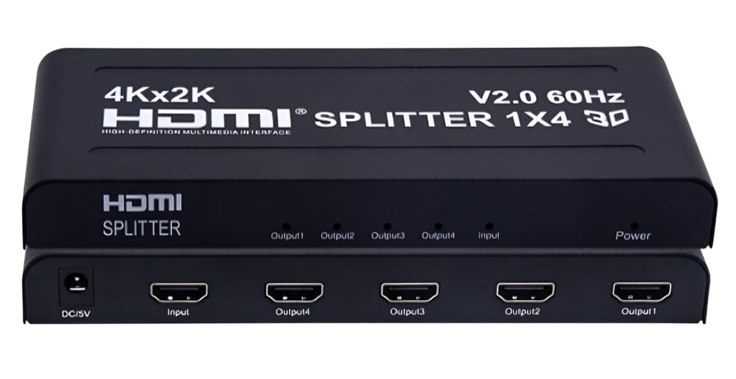 Splitter HDMI 2.0 1 x 4 UHD 4K 2K 3D V2.0 HDR @60HZ 18Gbps Soporta HDCP 2.2 Case Metal 