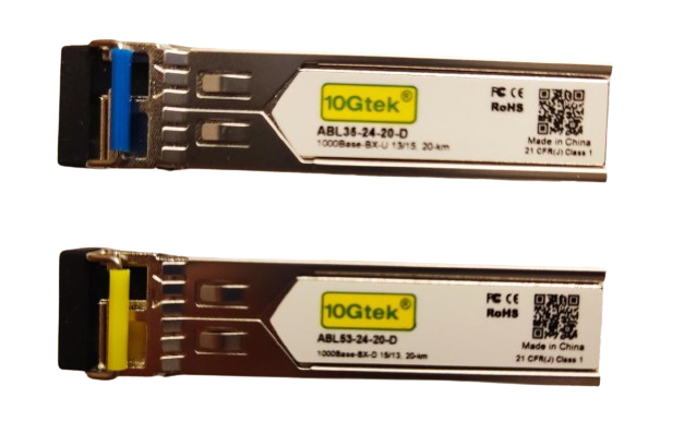  Kit  Modulo transceiver SFP BiDireccional 1.25Gbps, simplex monomodo Alcance 20km -2 Piezas-10Gtek