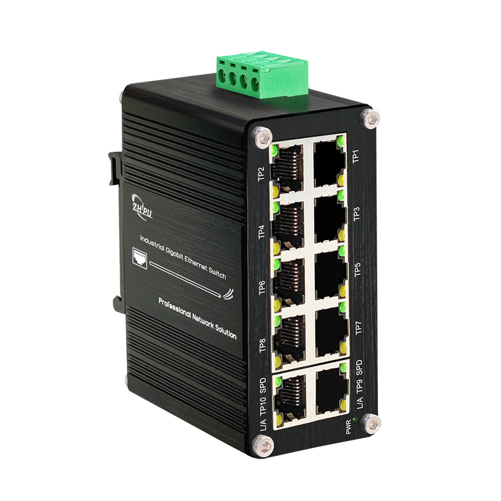 Switch Industrial 10 Port Gigabit Ethernet BASE-T IP40 no administrable 12~48VDC DIN-Rail 