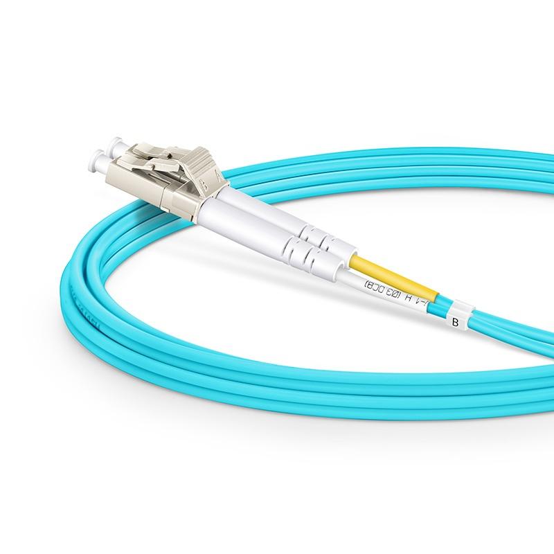 PATCH CORD FIBRA  LC to LC, Multimodo OM4 50/125μm, Duplex-LSZH Aqua 2mt 10GTEK
