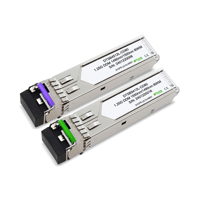 Transceiver SFP 1.25G BIDI Single Fiber 1310/1550nm LC 80KM C/ DDM 1 par