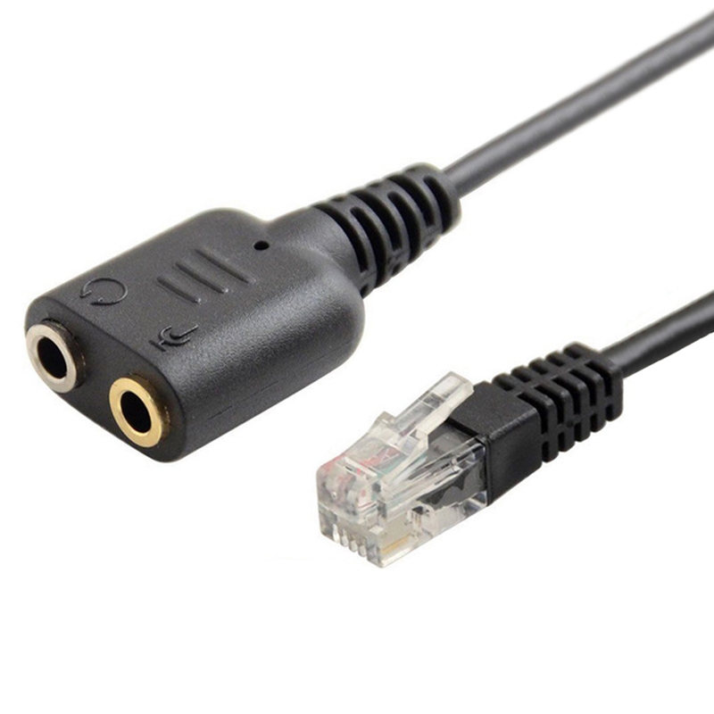 Cable adaptador Doble Jack 3.5mm a RJ9 Para Auriculares de Telefonos VoIP Cisco