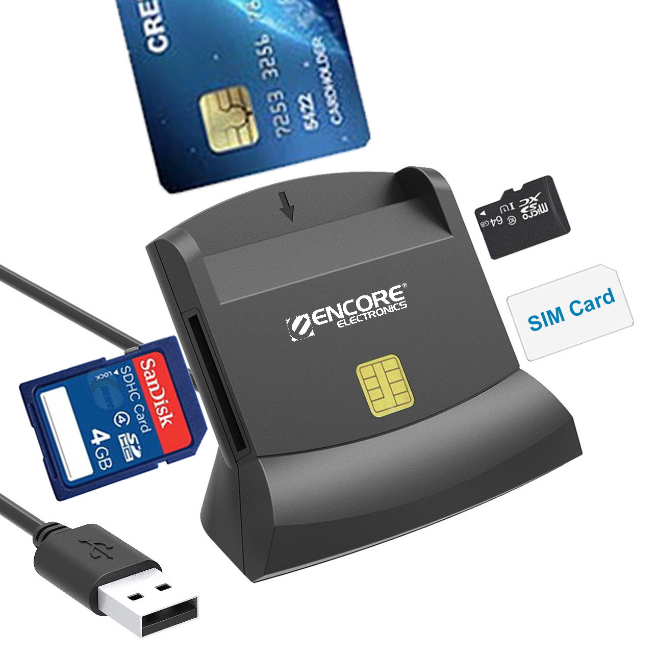 Smart Card Multifuncional USB 4in1 Lee DNI Electronico SD SIM