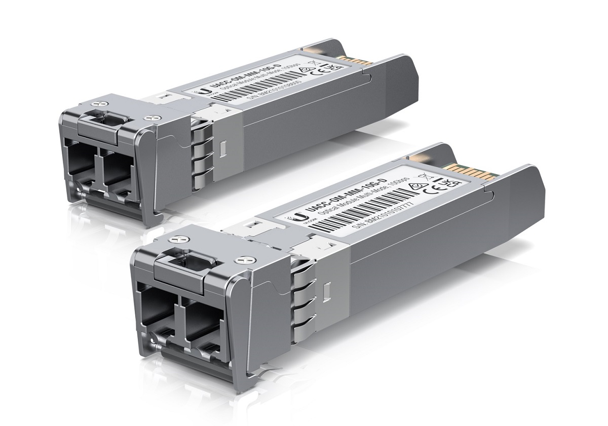 Transceiver Ubiquiti SFP+ MultiModo 10Gb distancia 300 mt, Duplex LC, 2 piezas