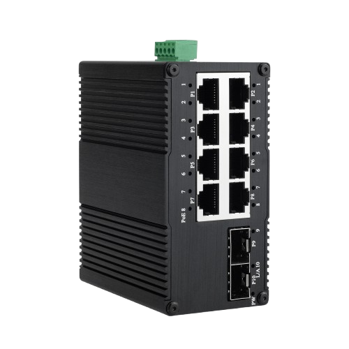 Switch Industrial 8-Port 10/100/1000T 802.3at PoE  + 2-Port  SFP Gigabit DIN-Rail