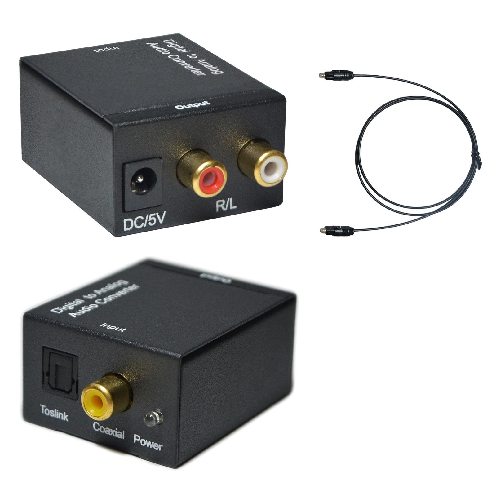 Convertidor Audio Digital a Analogo (Digital to Analog Audio Converter) +  Cable Toslink