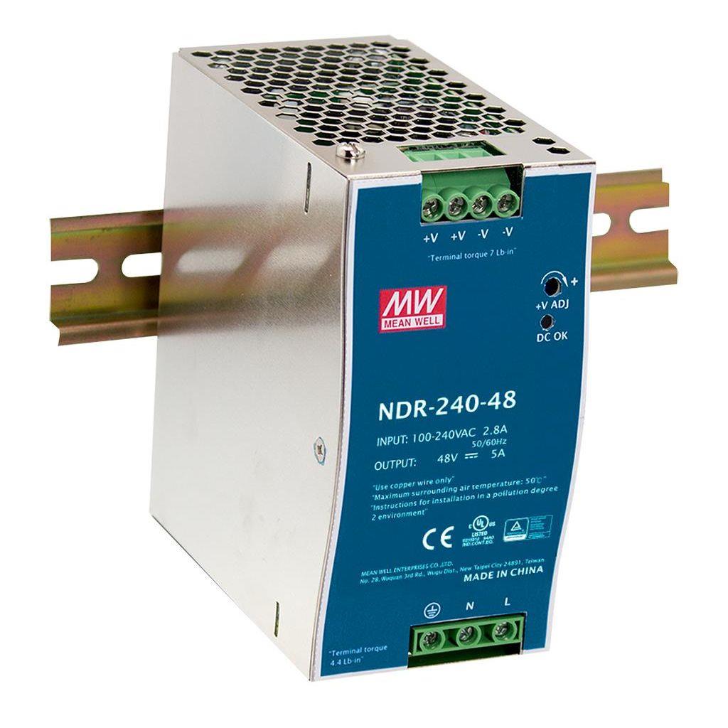 Fuente Industrial NDR-240-48  240W/48V 5A DIN-RAIL Power Supply MEAN WELL