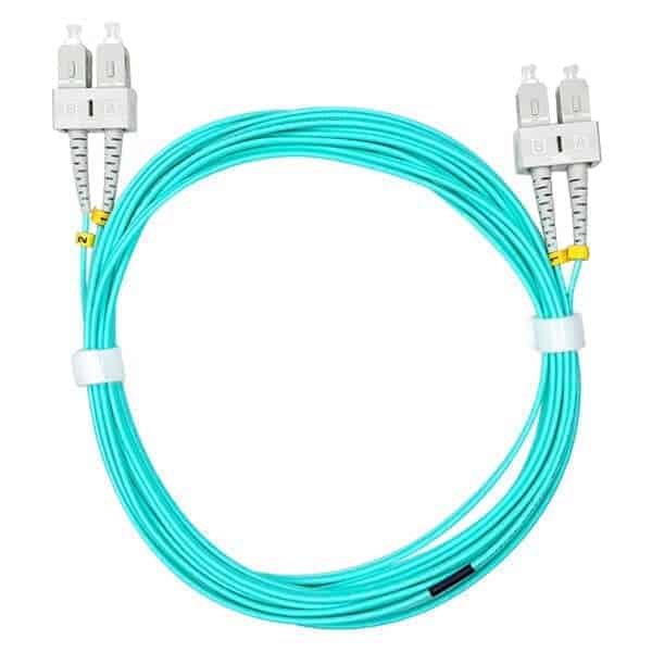 PATCH CORD FIBRA SC to SC, Multimodo OM4 50/125μm, Duplex-LSZH Aqua 2 mt -10GTEK