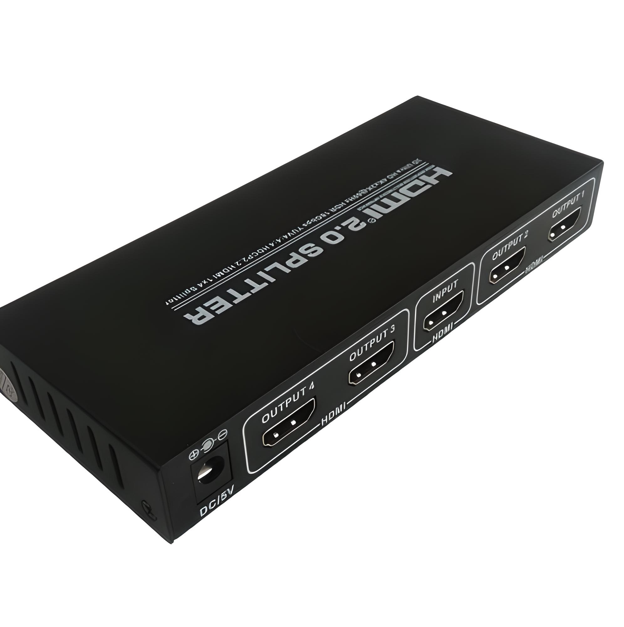 SPLITTER DIVISOR VIDEO AUDIO HDMI 2.0 1x4  UHD 4K 2K 3D HDR @60HZ 18Gbps Soporta HDCP 2.2 Case Metal  ZENHON