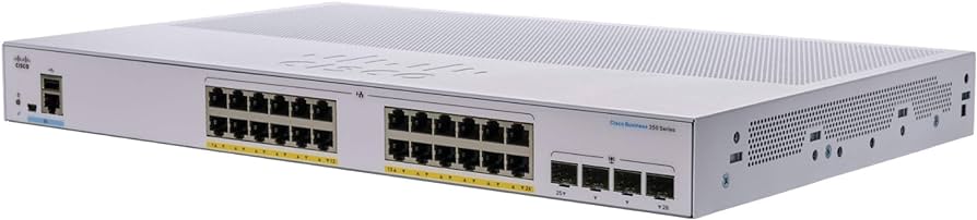 Switch Cisco 250 CBS250-24P-4X 24 Puertos Gestionable Conmutador Gigabit 1000Base-T, 10Gb 10GBase-X - Capa 2 - Modular 240 40W Power 195W